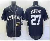 Men's Houston Astros #27 Jose Altuve Number Black Cool Base Stitched Baseball Jersey