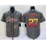 Men's Houston Astros #27 Jose Altuve Number Grey Gridiron Cool Base Stitched Baseball Jersey