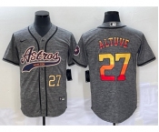 Men's Houston Astros #27 Jose Altuve Number Grey Gridiron Cool Base Stitched Baseball Jersey