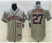 Men's Houston Astros #27 Jose Altuve Number Grey Stitched MLB Flex Base Nike Jersey