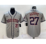 Men's Houston Astros #27 Jose Altuve Number Grey With Patch Stitched MLB Cool Base Nike Jersey