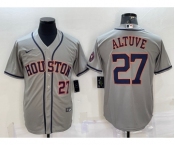 Men's Houston Astros #27 Jose Altuve Number Grey With Patch Stitched MLB Cool Base Nike Jersey
