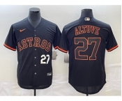 Men's Houston Astros #27 Jose Altuve Number Lights Out Black Fashion Stitched MLB Cool Base Nike Jersey2