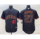 Men's Houston Astros #27 Jose Altuve Number Lights Out Black Fashion Stitched MLB Cool Base Nike Jersey
