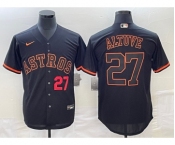 Men's Houston Astros #27 Jose Altuve Number Lights Out Black Fashion Stitched MLB Cool Base Nike Jersey