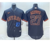 Men's Houston Astros #27 Jose Altuve Number Lights Out Black Fashion Stitched MLB Cool Base Nike Jerseys