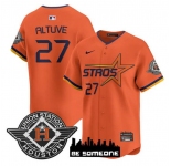 Men's Houston Astros #27 Jose Altuve Orange 2025 City Connect Limited Stitched Baseball Jersey