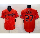 Men's Houston Astros #27 Jose Altuve Orange 2025 City Connect With Texas Patch Limited Stitched Baseball Jersey