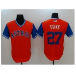 Men's Houston Astros #27 Jose Altuve Orange Throwback Stitched Baseball Jersey