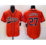 Men's Houston Astros #27 Jose Altuve Orange With Patch Cool Base Stitched Baseball Jersey