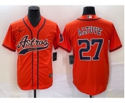 Men's Houston Astros #27 Jose Altuve Orange With Patch Cool Base Stitched Baseball Jersey