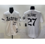 Men's Houston Astros #27 Jose Altuve White Gothic 'Houston Born Barrio Raised' Limited Stitched Baseball Jersey