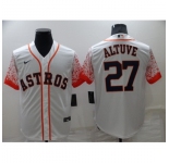Men's Houston Astros #27 Jose Altuve White Gradient Sleeves Stitched Baseball Jersey