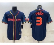 Men's Houston Astros #3 Jeremy Pena 2022 Navy Blue City Connect Cool Base Stitched Jersey