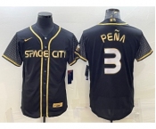 Men's Houston Astros #3 Jeremy Pena Black Gold Flex Base Stitched Jersey