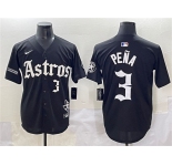 Men's Houston Astros #3 Jeremy Pena Black Gothic 'Houston Born Barrio Raised' Limited Stitched Baseball Jersey