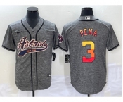 Men's Houston Astros #3 Jeremy Pena Grey Gridiron Cool Base Stitched Baseball Jersey