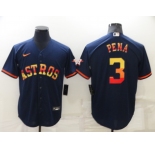 Men's Houston Astros #3 Jeremy Pena Navy Blue Rainbow Stitched MLB Cool Base Nike Jersey