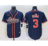 Men's Houston Astros #3 Jeremy Pena Navy Cool Base Stitched Baseball Jersey