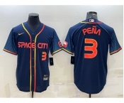 Men's Houston Astros #3 Jeremy Pena Number 2022 Navy Blue City Connect Cool Base Stitched Jersey