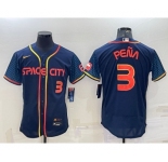 Men's Houston Astros #3 Jeremy Pena Number 2022 Navy Blue City Connect Flex Base Stitched Jersey