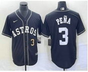 Men's Houston Astros #3 Jeremy Pena Number Black Cool Base Stitched Baseball Jersey