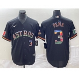 Men's Houston Astros #3 Jeremy Pena Number Black Rainbow World Serise Champions Patch Cool Base Stitched Jersey