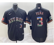Men's Houston Astros #3 Jeremy Pena Number Black Rainbow World Serise Champions Patch Cool Base Stitched Jersey