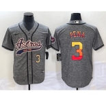 Men's Houston Astros #3 Jeremy Pena Number Grey Gridiron Cool Base Stitched Baseball Jersey