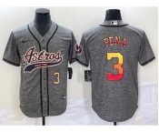 Men's Houston Astros #3 Jeremy Pena Number Grey Gridiron Cool Base Stitched Baseball Jersey