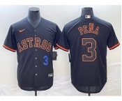 Men's Houston Astros #3 Jeremy Pena Number Lights Out Black Fashion Stitched MLB Cool Base Nike Jersey1