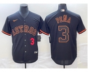 Men's Houston Astros #3 Jeremy Pena Number Lights Out Black Fashion Stitched MLB Cool Base Nike Jersey2