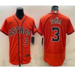 Men's Houston Astros #3 Jeremy Pena Number Orange Stitched MLB Flex Base Nike Jersey