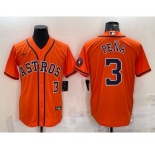 Men's Houston Astros #3 Jeremy Pena Number Orange With Patch Stitched MLB Cool Base Nike Jersey