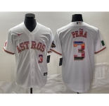 Men's Houston Astros #3 Jeremy Pena Number White Rainbow World Serise Champions Patch Cool Base Stitched Jersey