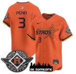 Men's Houston Astros #3 Jeremy Pena Orange 2025 City Connect Limited Stitched Baseball Jersey