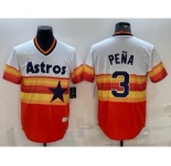Men's Houston Astros #3 Jeremy Pena Orange Rainbow Cool Base Stitched Jersey