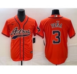 Men's Houston Astros #3 Jeremy Pena Orange With Patch Cool Base Stitched Baseball Jersey