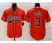 Men's Houston Astros #3 Jeremy Pena Orange With Patch Cool Base Stitched Baseball Jersey