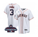 Men's Houston Astros #3 Jeremy Pena White 2022 World Series Champions Cool Base Stitched Baseball Jersey