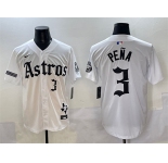 Men's Houston Astros #3 Jeremy Pena White Gothic 'Houston Born Barrio Raised' Limited Stitched Baseball Jersey
