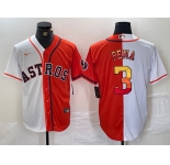 Men's Houston Astros #3 Jeremy Pena White Orange Split Stitched Baseball Jersey