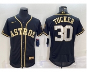 Men's Houston Astros #30 Kyle Tucker Black Gold Flex Base Stitched Jersey
