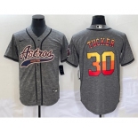 Men's Houston Astros #30 Kyle Tucker Grey Gridiron Cool Base Stitched Baseball Jersey