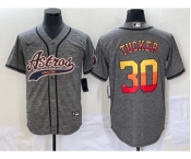 Men's Houston Astros #30 Kyle Tucker Grey Gridiron Cool Base Stitched Baseball Jersey
