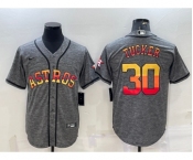 Men's Houston Astros #30 Kyle Tucker Grey With Patch Cool Base Stitched Baseball Jersey