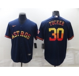Men's Houston Astros #30 Kyle Tucker Navy Blue Rainbow Stitched MLB Cool Base Nike Jersey