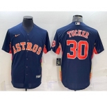 Men's Houston Astros #30 Kyle Tucker Navy Blue With Patch Stitched MLB Cool Base Nike Jersey