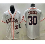 Men's Houston Astros #30 Kyle Tucker Number White With Patch Stitched MLB Cool Base Nike Jersey