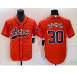 Men's Houston Astros #30 Kyle Tucker Orange With Patch Cool Base Stitched Baseball Jersey